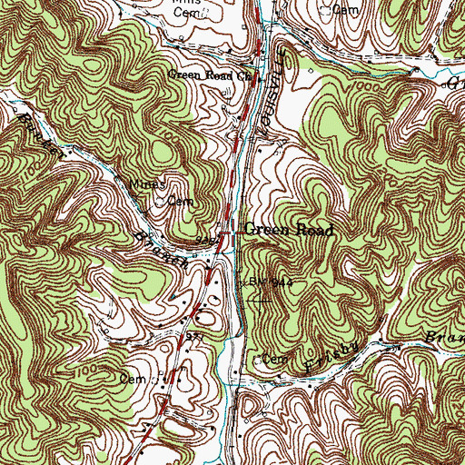 Topographic Map of Green Road Post Office (historical), KY