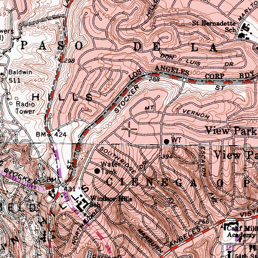 Topographic Map of Cienega O Paso De La Tijera, CA
