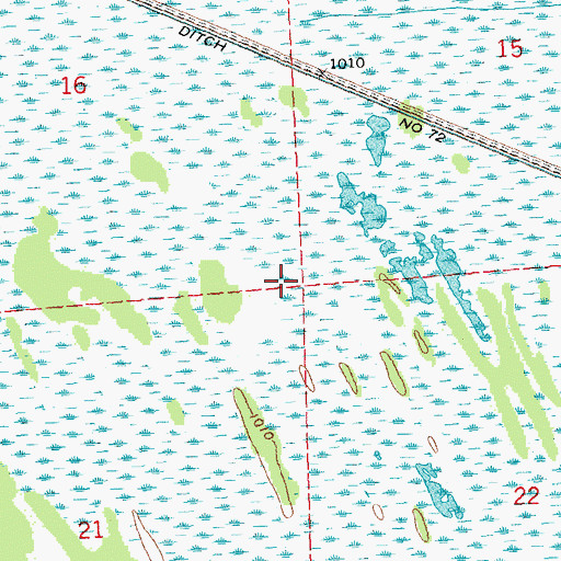 Topographic Map of Unorganized Territory of Peatland, MN