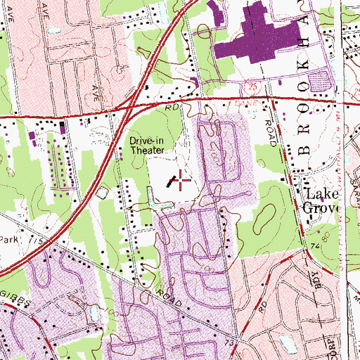 Topographic Map of Smithtown All Weather Drive-In (historical), NY