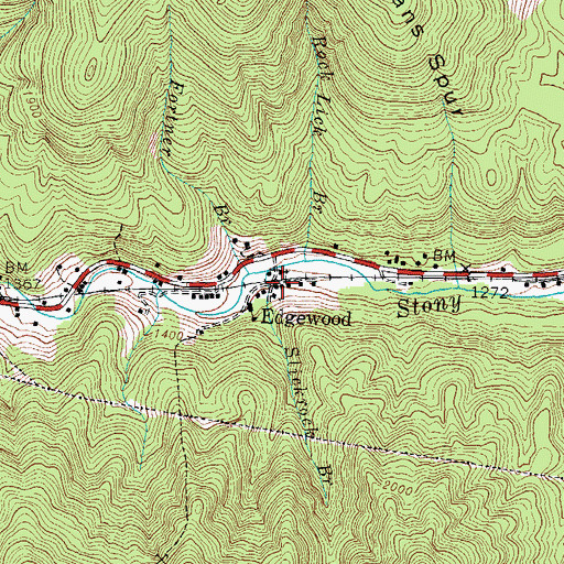 Topographic Map of Edgewood Railroad Station (historical), KY