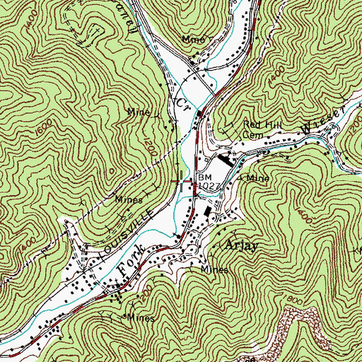 Topographic Map of Arjay Railroad Station (historical), KY