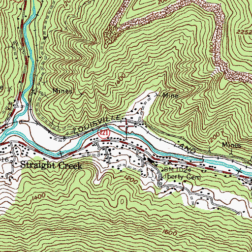 Topographic Map of Straight Creek Railroad Station (historical), KY