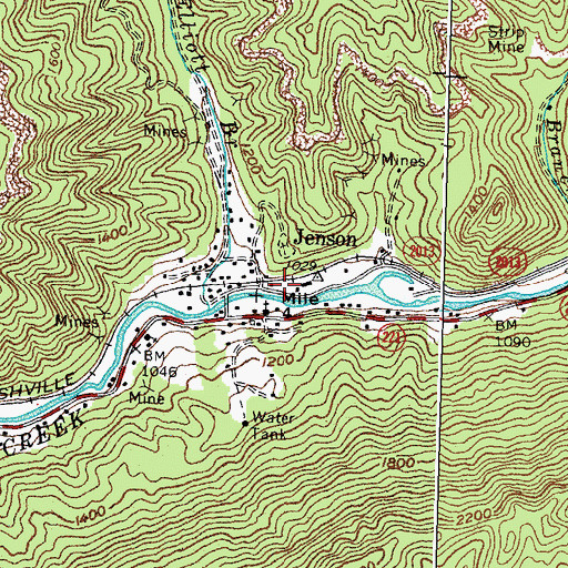 Topographic Map of Jenson Railroad Station (historical), KY