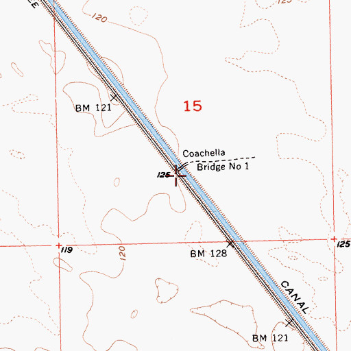 Topographic Map of Coachella Bridge Number One, CA