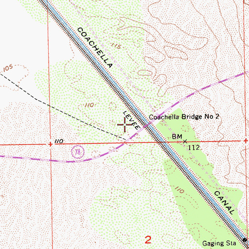 Topographic Map of Coachella Bridge Number Two, CA