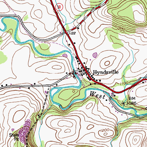 Topographic Map of Hynds Cemetery, NY