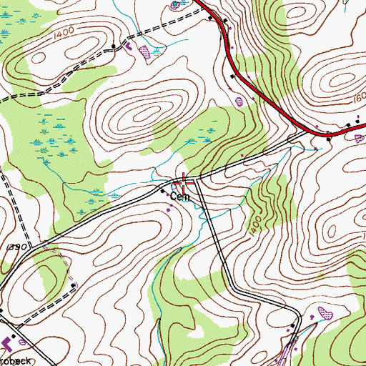 Topographic Map of New Rhinebeck Cemetery, NY