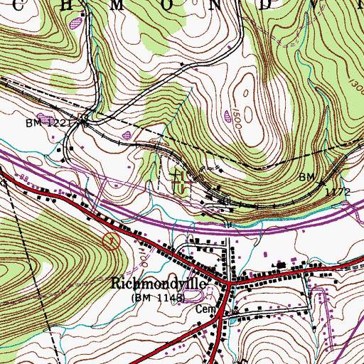 Topographic Map of Richmondville Rural Cemetery, NY