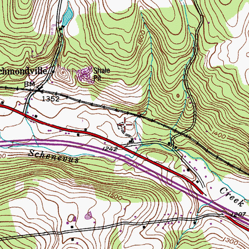 Topographic Map of West Richmondville Cemetery, NY