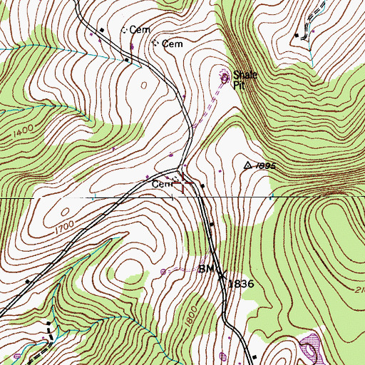 Topographic Map of Holmes Cemetery, NY