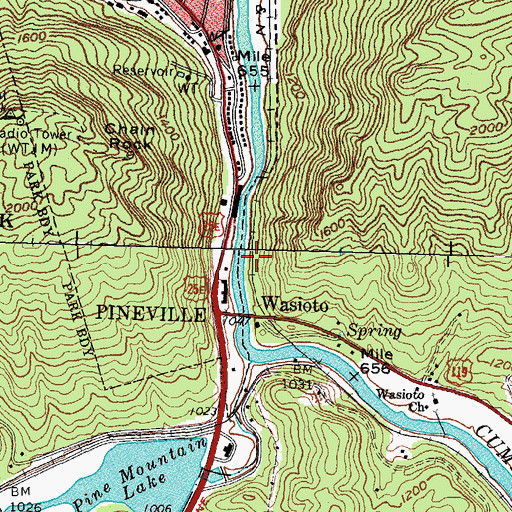 Topographic Map of Westcott Railroad Station (historical), KY