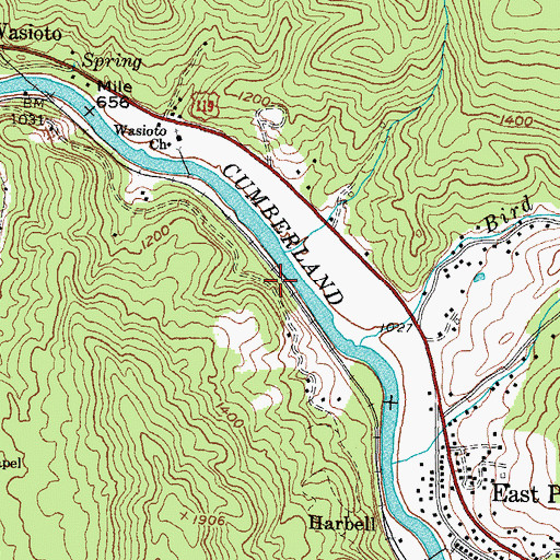 Topographic Map of Korval Railroad Station (historical), KY