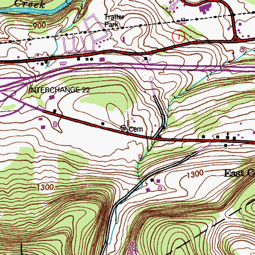 Topographic Map of Casper Cemetery, NY