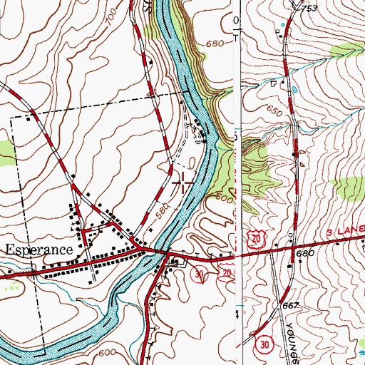 Topographic Map of Esperance Cemetery, NY
