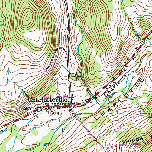 Topographic Map of Charlotteville Cemetery, NY