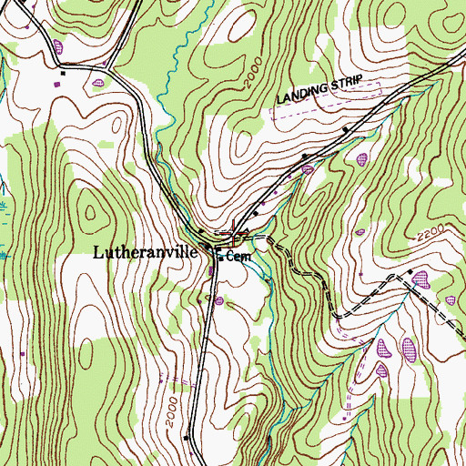 Topographic Map of Lutheranville Cemetery, NY