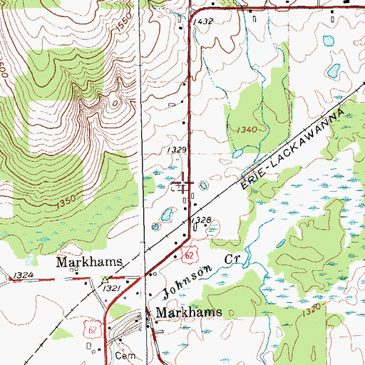 Topographic Map of Markhams Cemetery, NY
