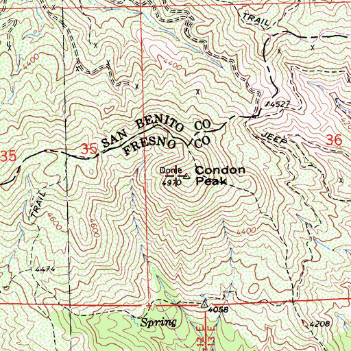 Topographic Map of Condon Peak, CA