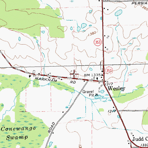 Topographic Map of Park Lawn Cemetery, NY