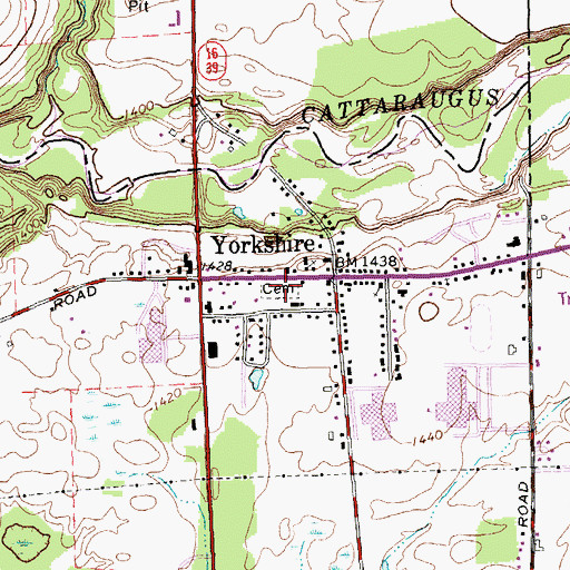 Topographic Map of Yorkshire Cemetery, NY