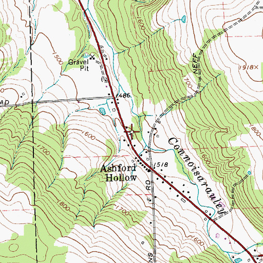 Topographic Map of Ashford Hollow Cemetery, NY