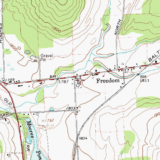 Topographic Map of Freedom Cemetery, NY