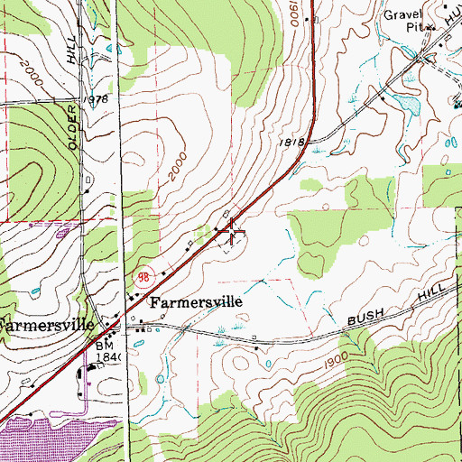 Topographic Map of Farmersville Cemetery, NY