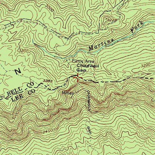 Topographic Map of Chadwell Gap Campsite, VA