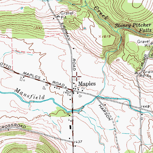 Topographic Map of Maples Cemetery, NY