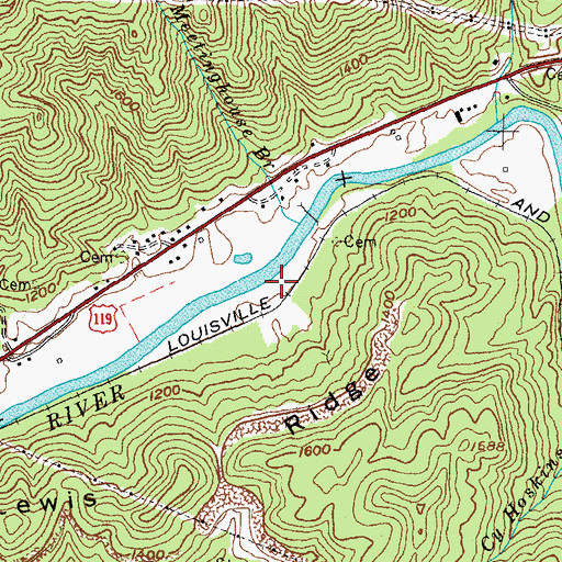Topographic Map of Kotha Railroad Station (historical), KY