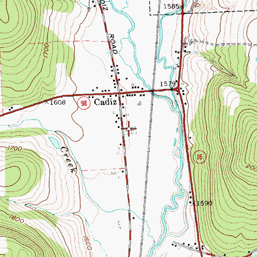 Topographic Map of Cadiz Cemetery, NY