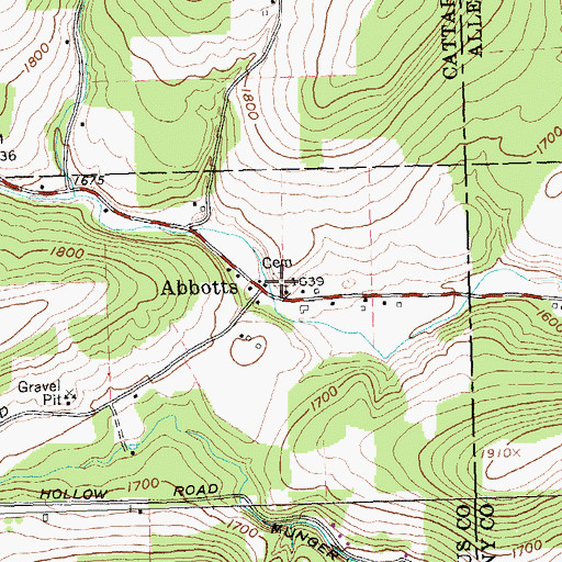 Topographic Map of Abbotts Cemetery, NY