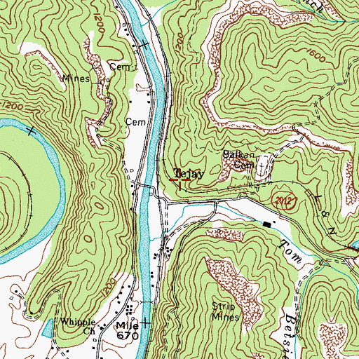 Topographic Map of Tee Jay Railroad Station (historical), KY
