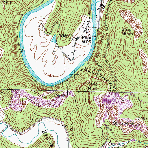 Topographic Map of Whipple Railroad Station (historical), KY