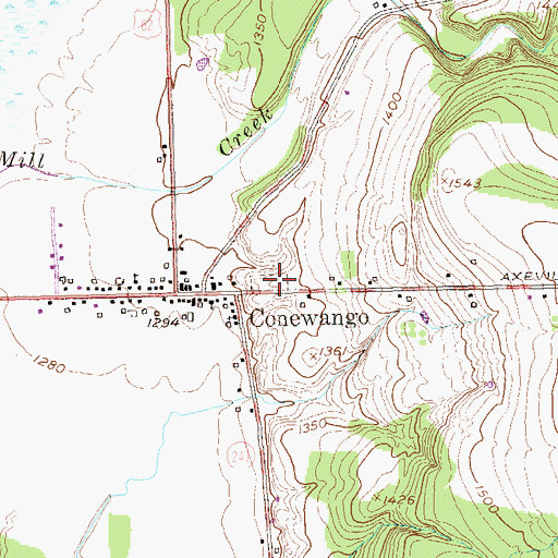Topographic Map of Rutledge Rural Cemetery, NY