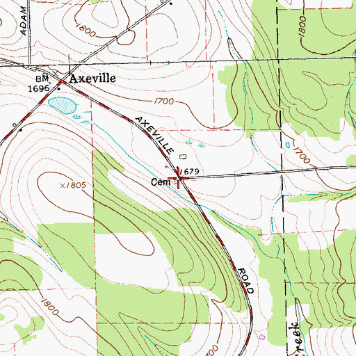 Topographic Map of Axeville Cemetery, NY