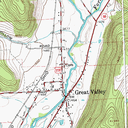 Topographic Map of Chamberlain Cemetery, NY