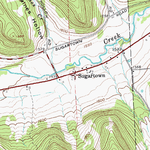 Topographic Map of Sugartown Cemetery, NY