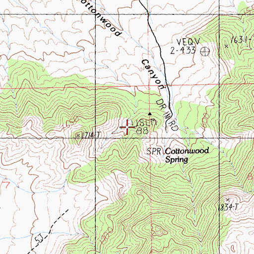 Topographic Map of Cottonwood Spring, CA
