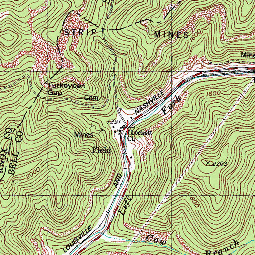 Topographic Map of Britts Railroad Station (historical), KY