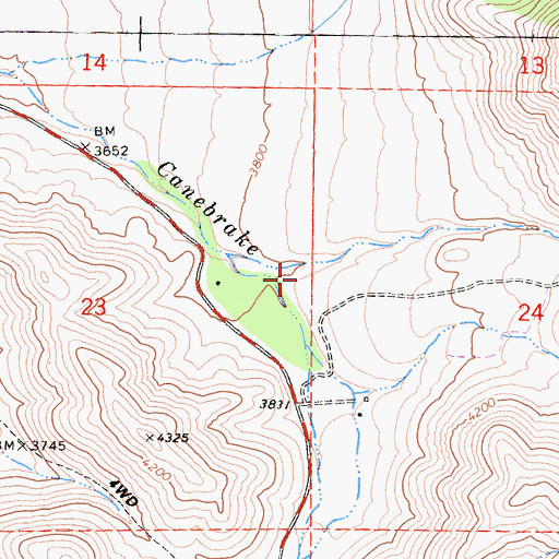 Topographic Map of Cow Canyon, CA