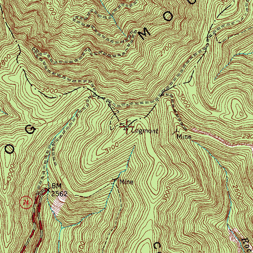 Topographic Map of Log Mountain Lookout Tower, KY