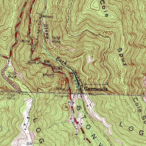 Topographic Map of Stony Fork Railroad Station (historical), KY
