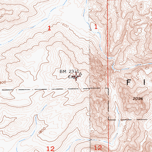 Topographic Map of Fish Creek Mountains, CA