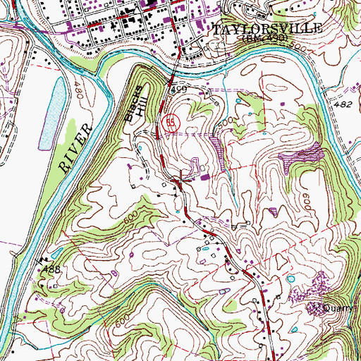 Topographic Map of Riverhill Farm (historical), KY