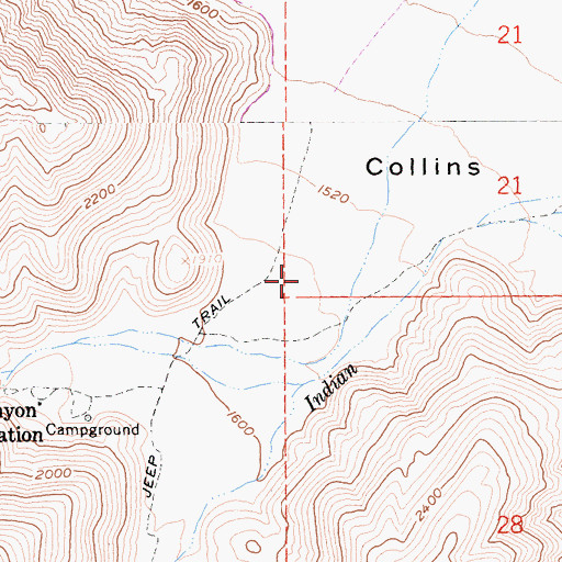 Topographic Map of Indian Canyon, CA