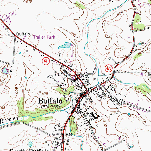 Topographic Map of Buffalo Post Office, KY
