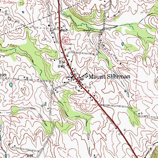 Topographic Map of Mount Sherman Post Office, KY