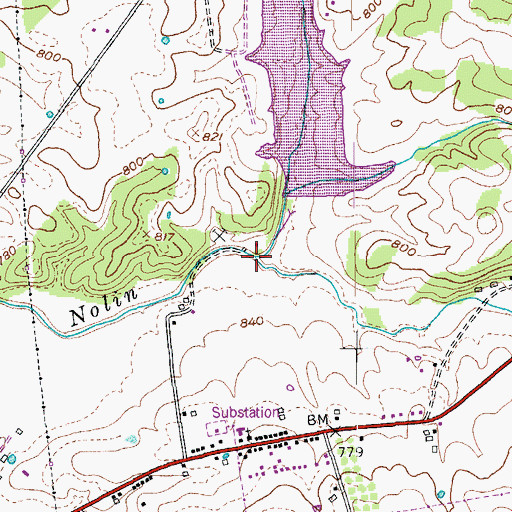 Topographic Map of Salem Creek, KY
